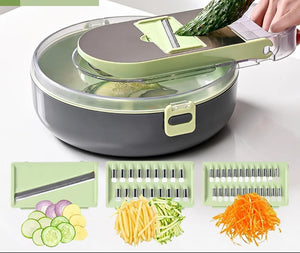 9-in-1 Vegetable Chopper Draining Vegetable Cutter with Stainless Steel